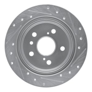 Lexus ES300 Brake Rotor (1) - Rear Left - R1 Concepts - Drilled & Slotted - Silver - `02-`08